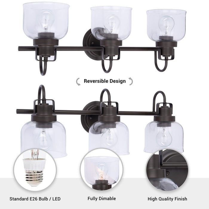 Lámpara de tocador de baño Brighton de 3 luces, regulable, en bronce oscuro