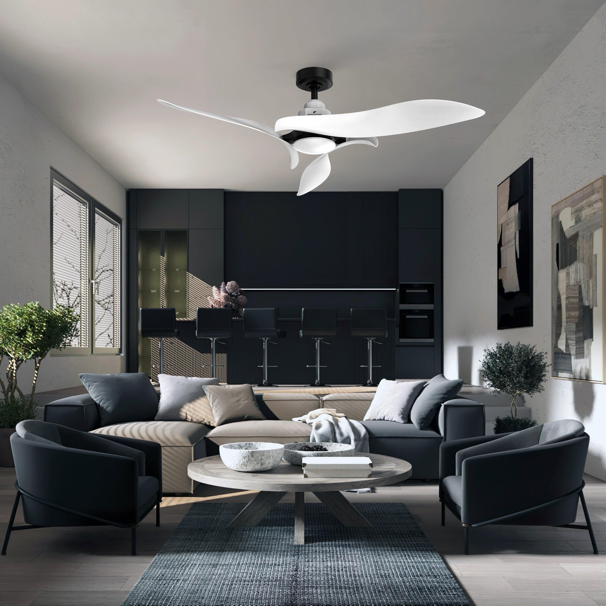 Ventilador de techo negro de 54