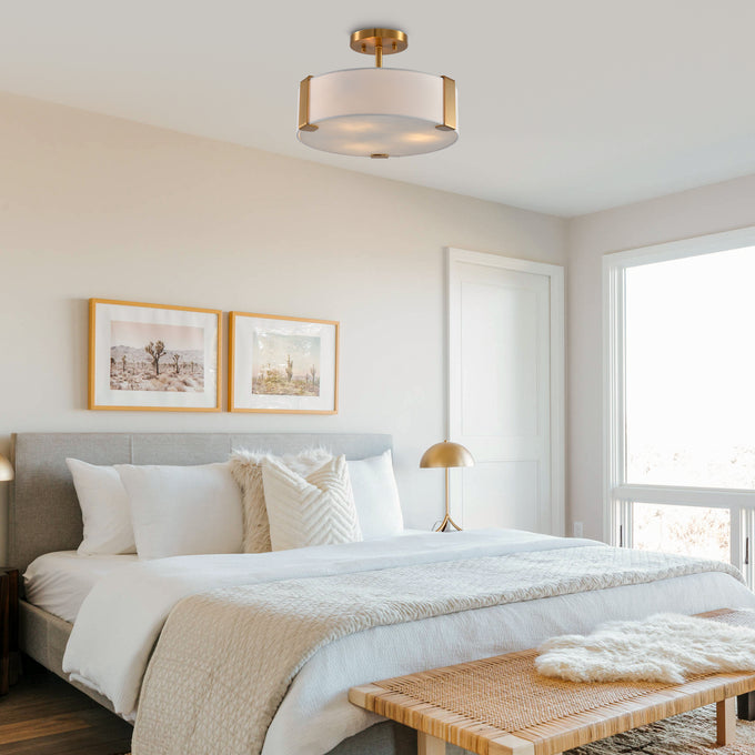 14 Inch Ella 3-Light Electroplate Golden Semi-Flush Mount Ceiling Light