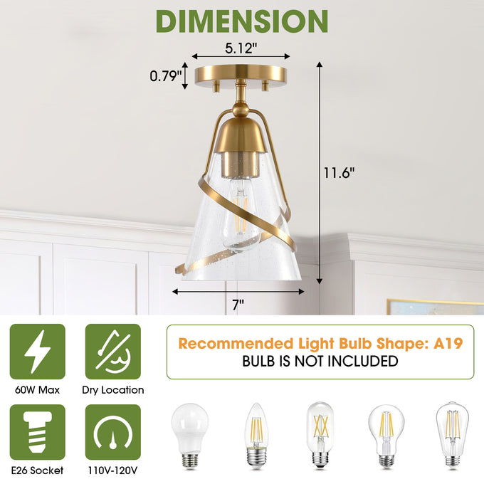 7 Inch Walker 1-Light Semi-Flush Mount Ceiling Light