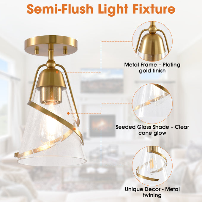 7 Inch Walker 1-Light Semi-Flush Mount Ceiling Light