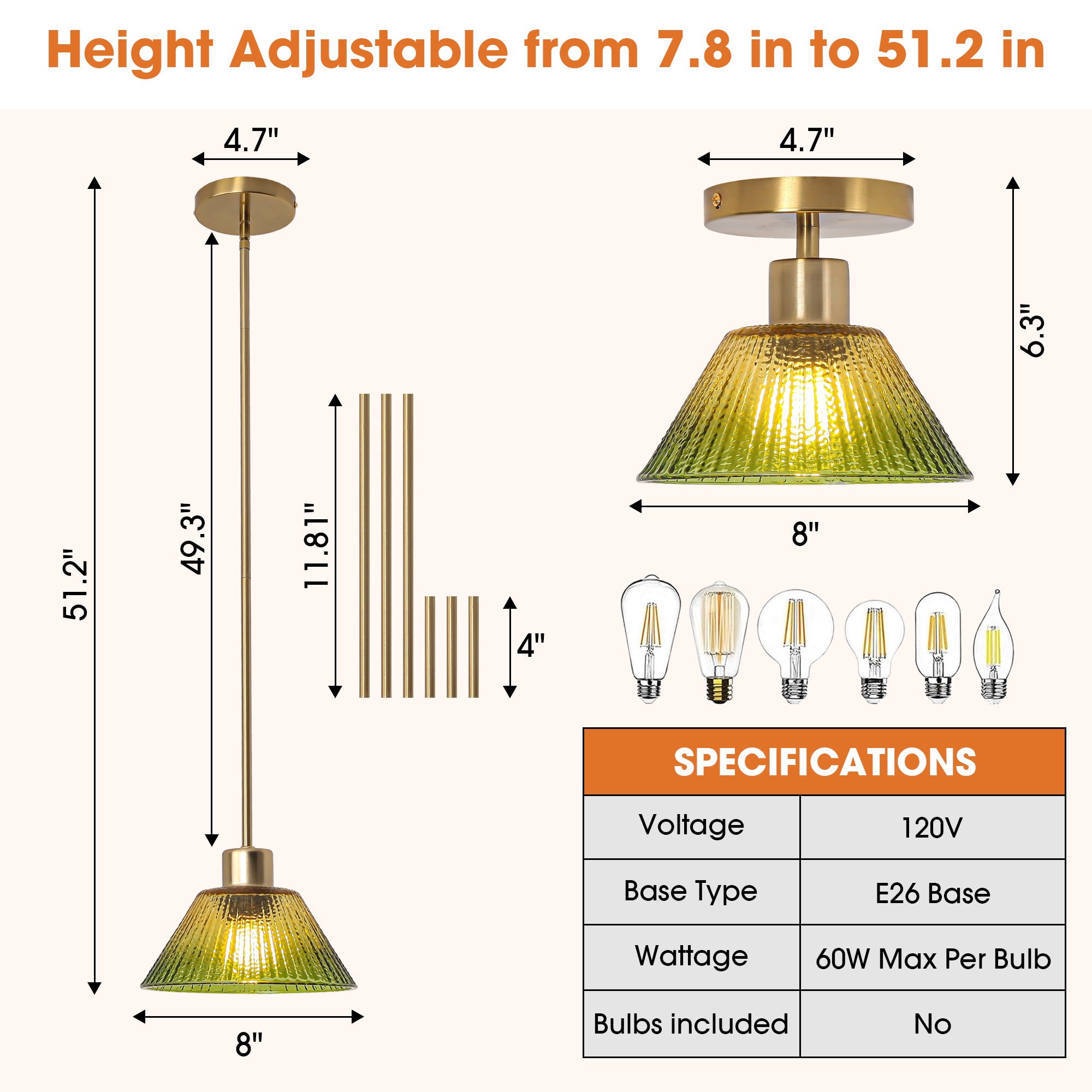 7.5 Inch Yetta 1-Light Island Pendant Light