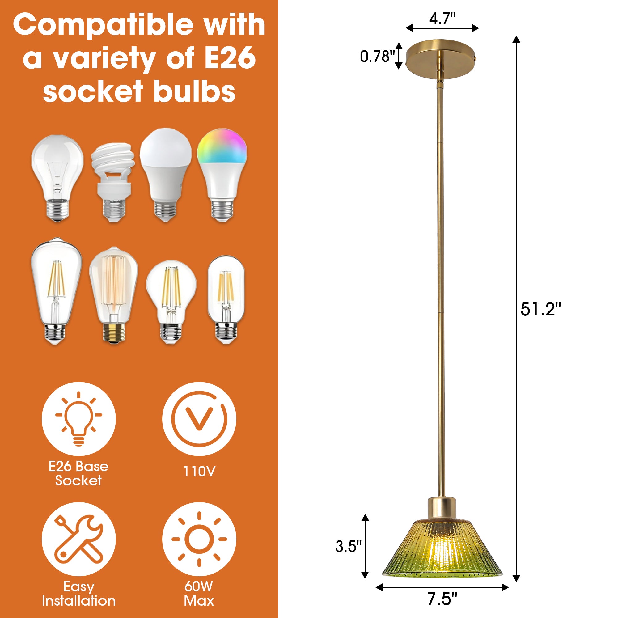 7.5 Inch Yetta 1-Light Island Pendant Light