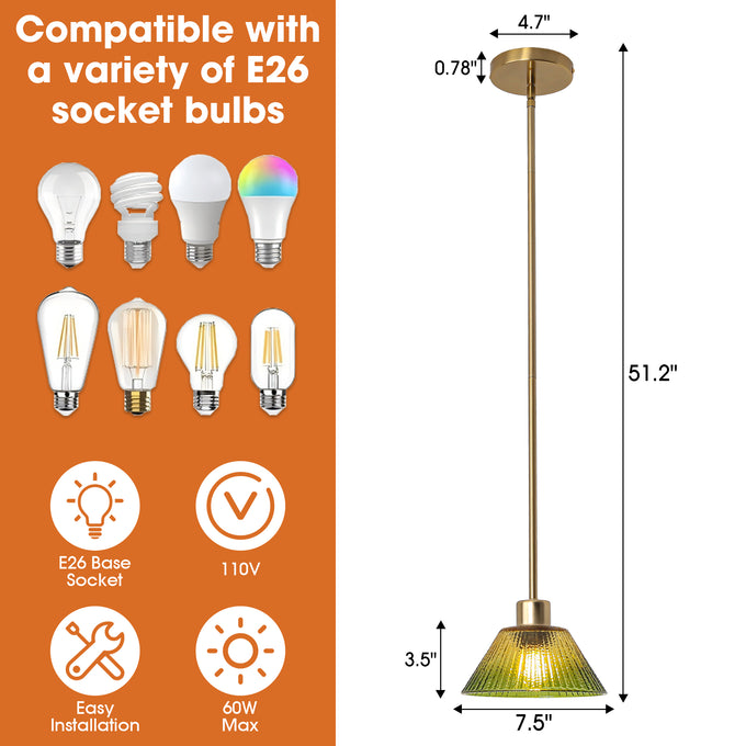 7.5 Inch Yetta 1-Light Island Pendant Light