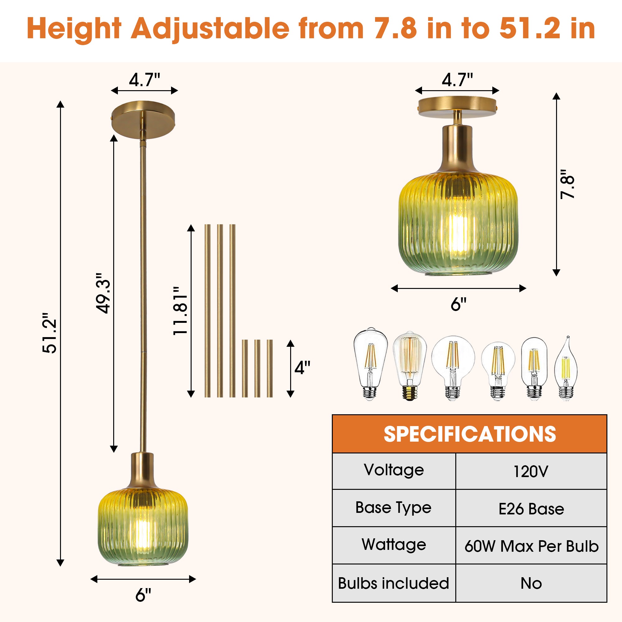 6 Inch Felix 1-Light Island Pendant Light