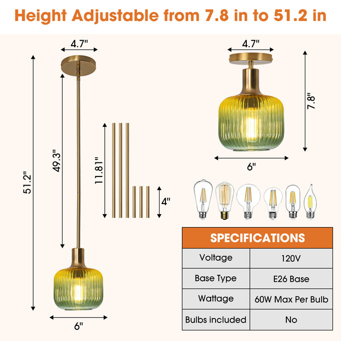 6 Inch Felix 1-Light Island Pendant Light