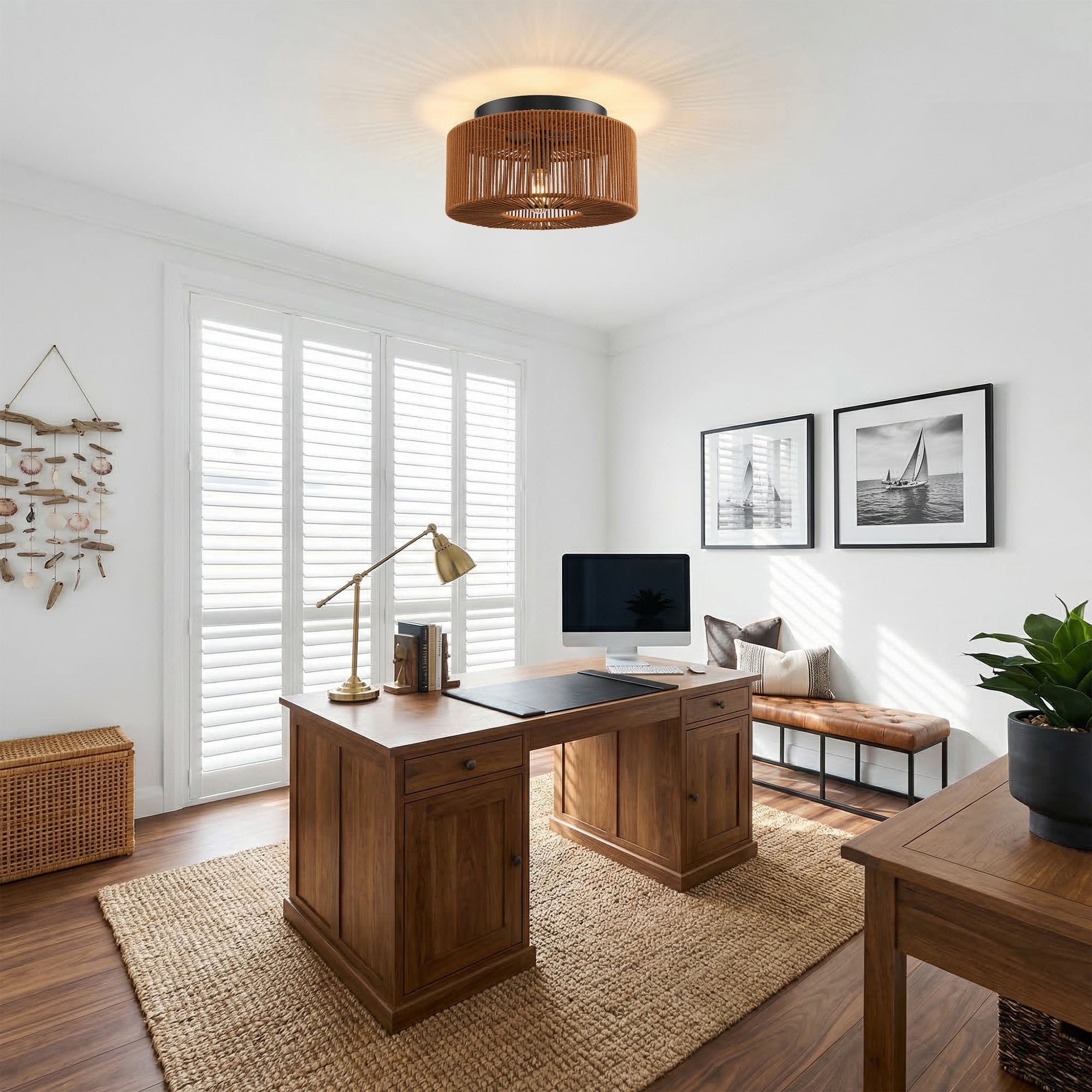 Setlla 1-Light Farmhouse Flush Mount Ceiling Light