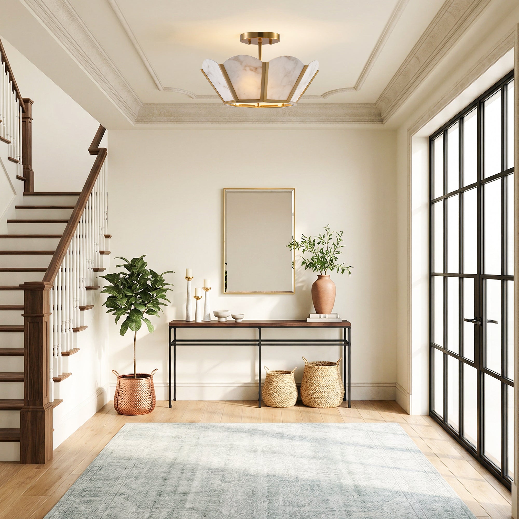 Lena 3-Light Modern Semi-Flush Mount Ceiling Light