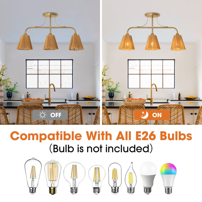 30 Inch Paddy 3-Light Chandelier