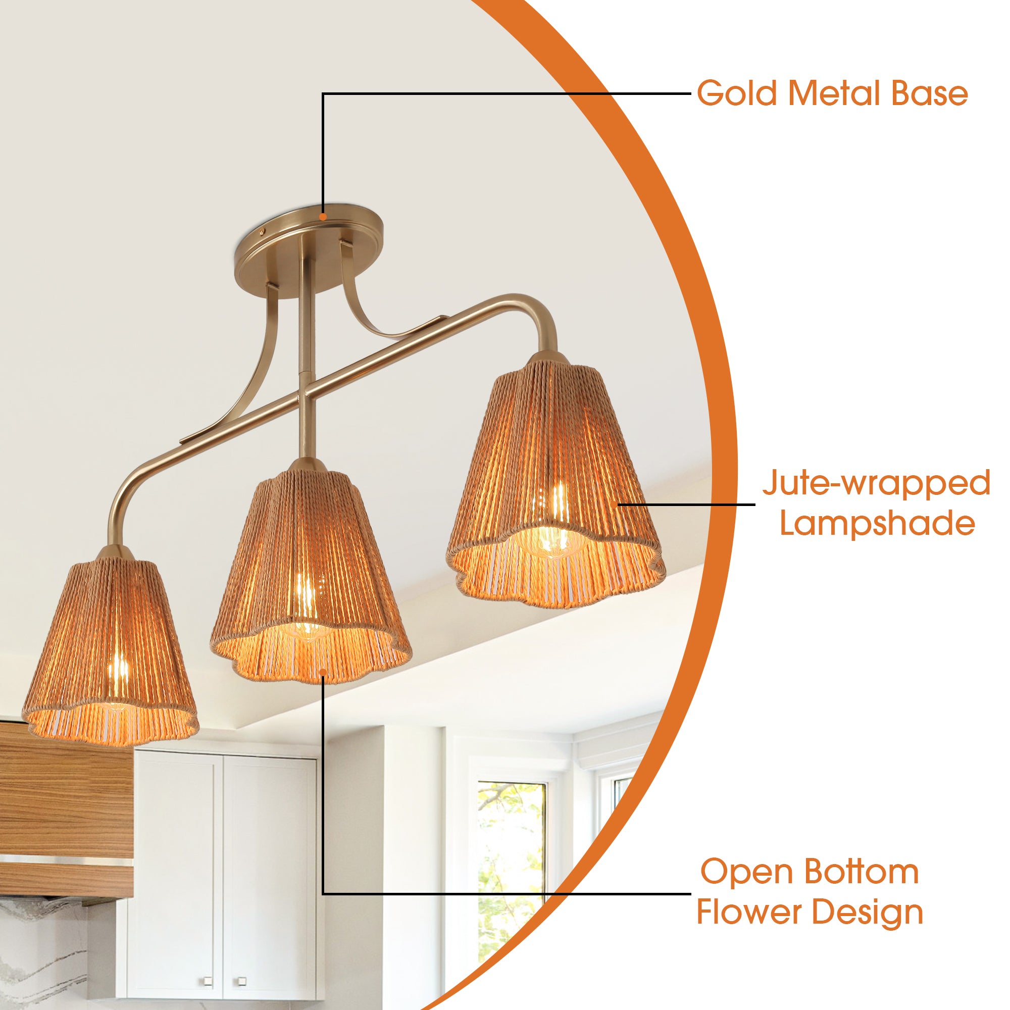 30 Inch Paddy 3-Light Chandelier