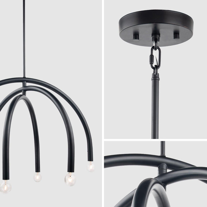 Lámpara de araña Caboche Mid-Century Modern negra regulable de 6 luces