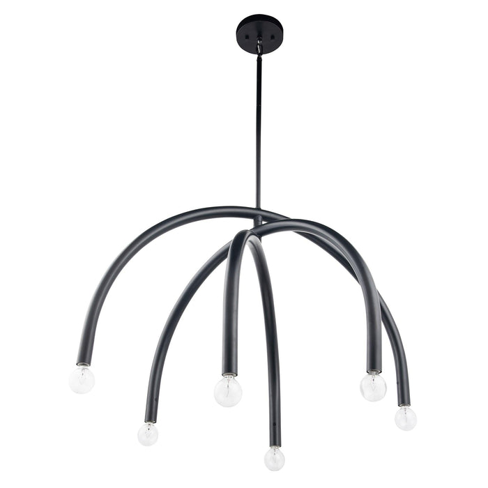 Lámpara de araña Caboche Mid-Century Modern negra regulable de 6 luces