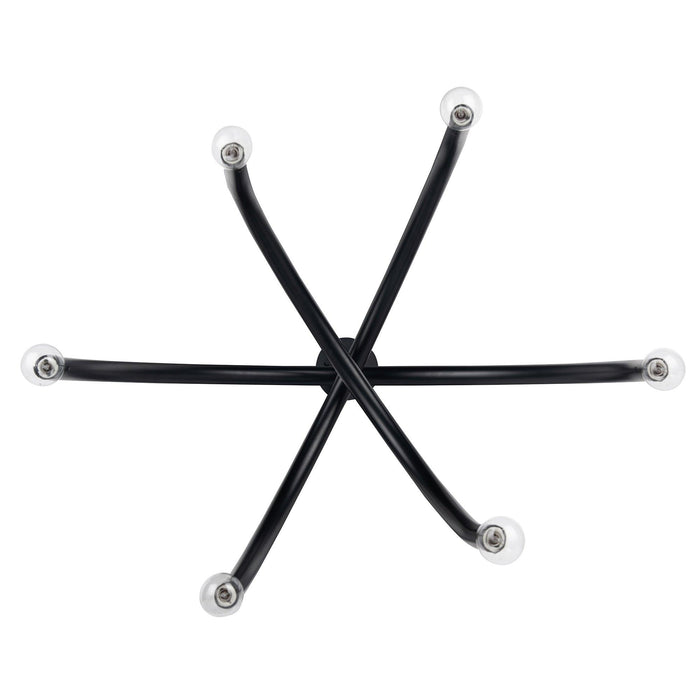 Lámpara de araña Caboche Mid-Century Modern negra regulable de 6 luces