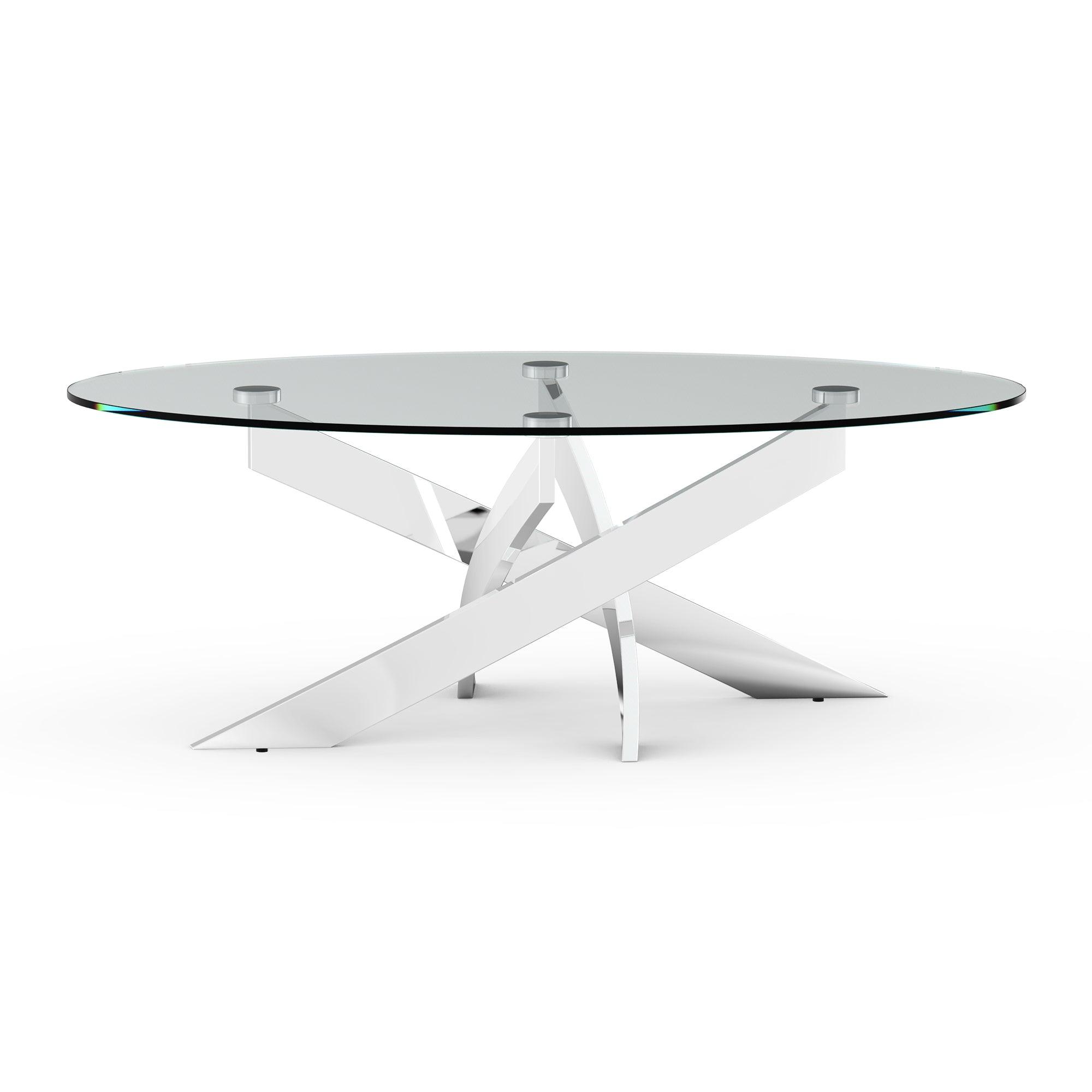 Mesa de centro contemporánea de vidrio de 43 cm de alto para sala de estar y dormitorio