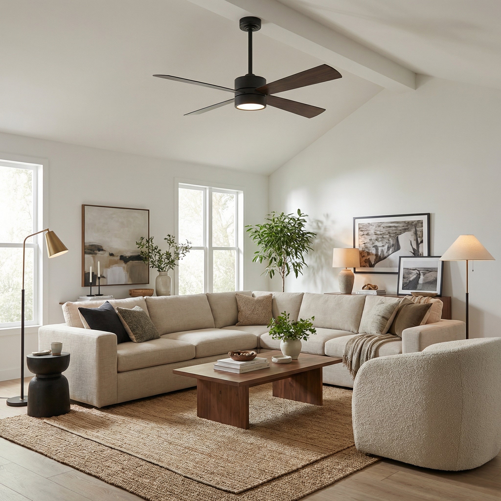 52 Inch Bucholz Industrial Dimmable RGB LED Ceiling Fan with Remote and APP Control