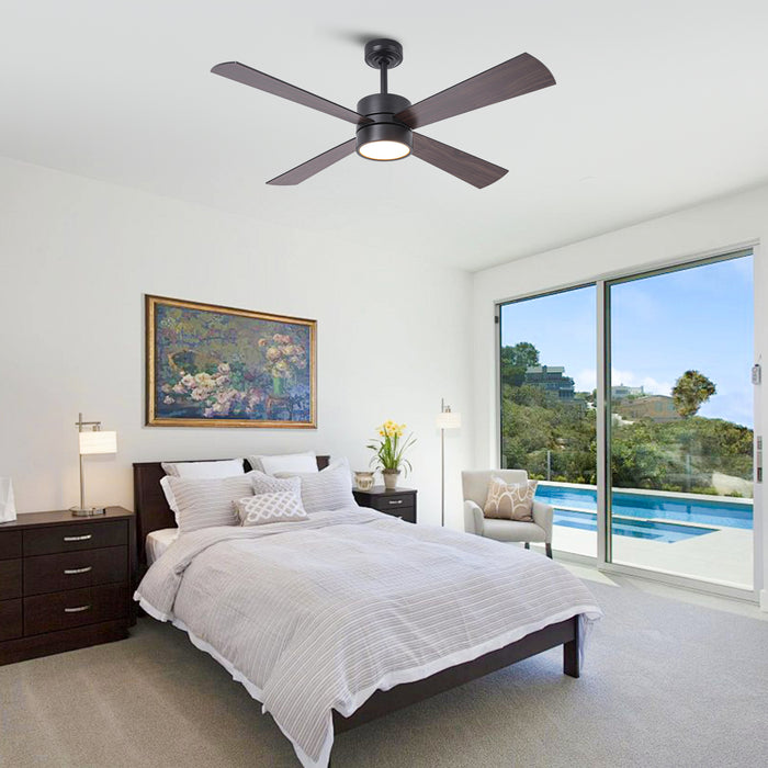 52 Inch Bucholz Industrial Dimmable RGB LED Ceiling Fan with Remote and APP Control