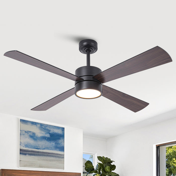 52 Inch Bucholz Industrial Dimmable RGB LED Ceiling Fan with Remote and APP Control