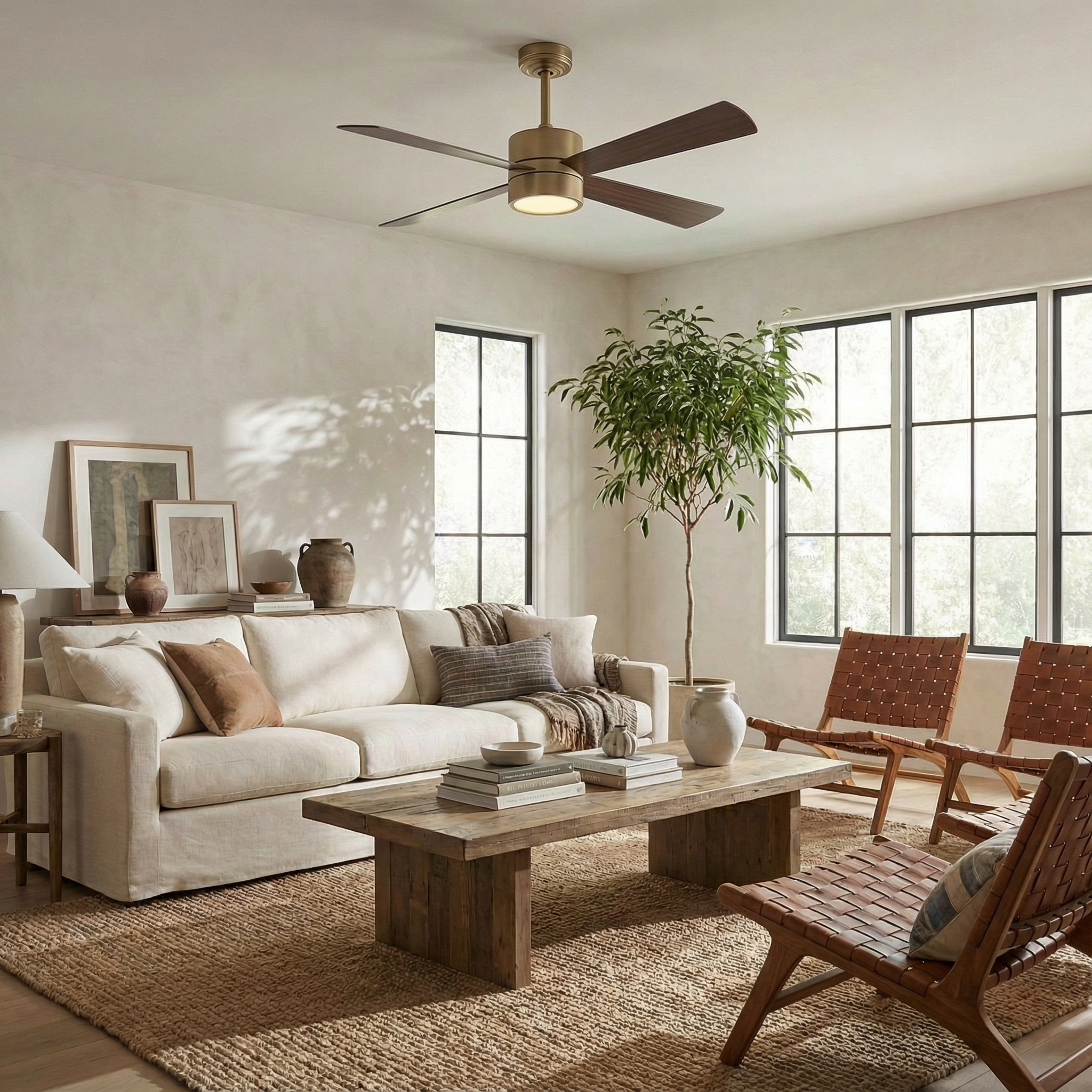 52 Inch Bucholz Industrial Dimmable RGB LED Ceiling Fan with Remote and APP Control