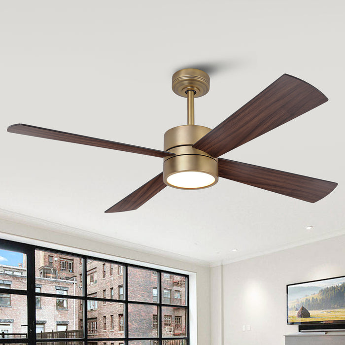 52 Inch Bucholz Industrial Dimmable RGB LED Ceiling Fan with Remote and APP Control