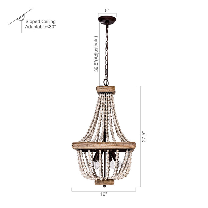 Candelabro estilo vela con cuentas de madera de 4 luces Regas