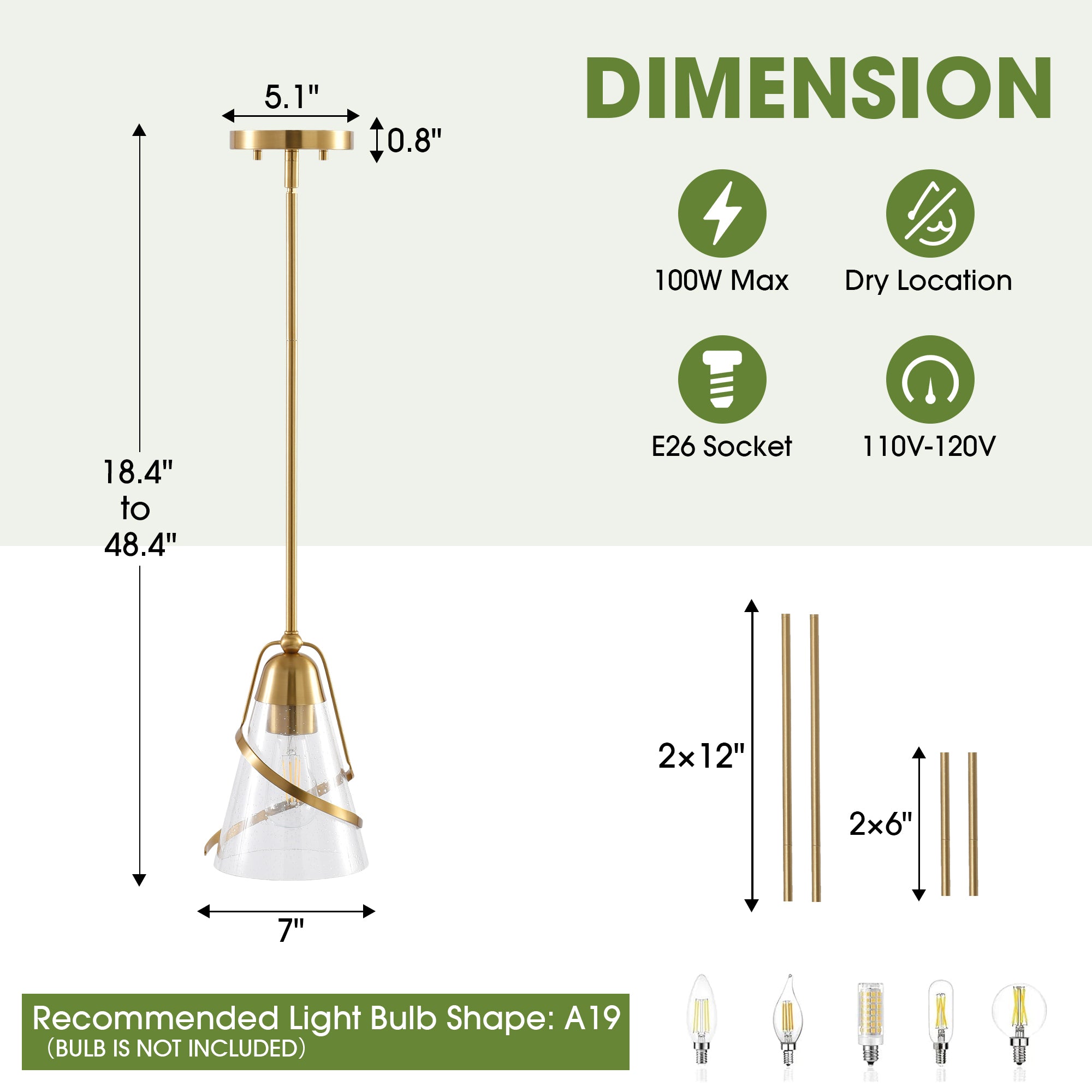 7 Inch Ryan 1-Light Island Pendant Light
