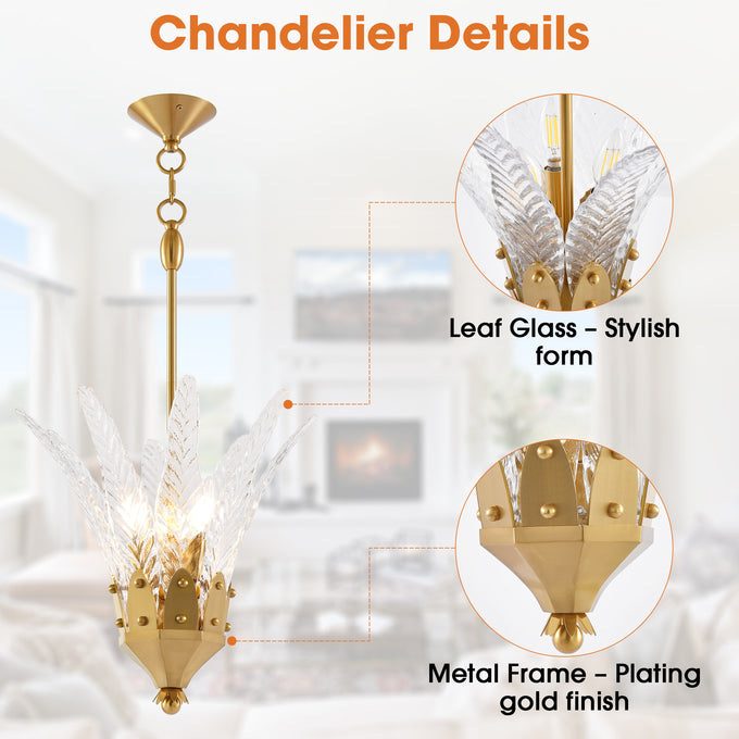 17 Inch Vito 3-Light Feather-shaped Island Pendant Light