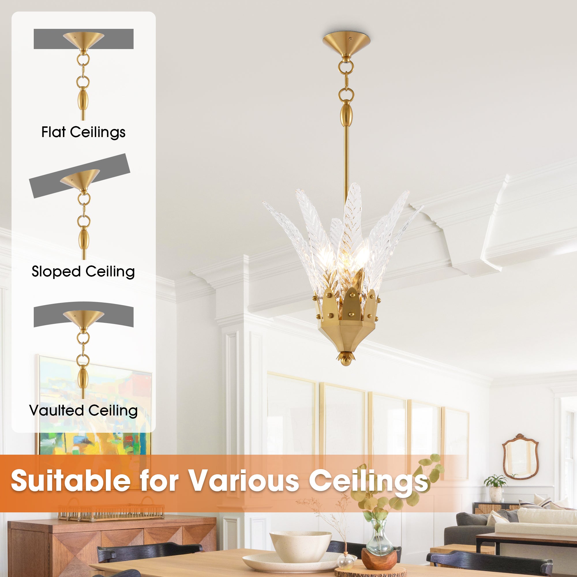 17 Inch Vito 3-Light Feather-shaped Island Pendant Light