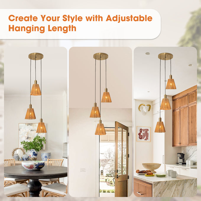 15 Inch Merle 3-Light Island Pendant Light