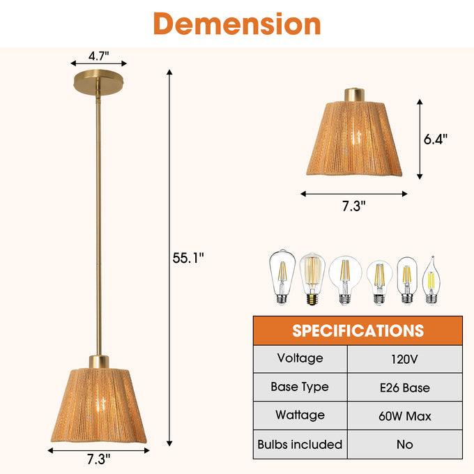 7 Inch Elsa 1-Light Island Pendant Light