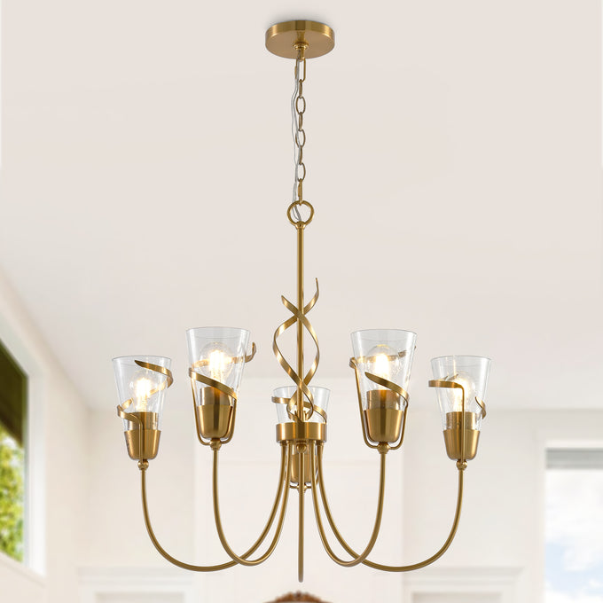 26 Inch Uriah 5-Light Golden Chandelier