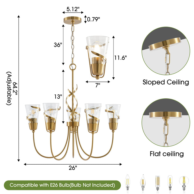 26 Inch Uriah 5-Light Golden Chandelier