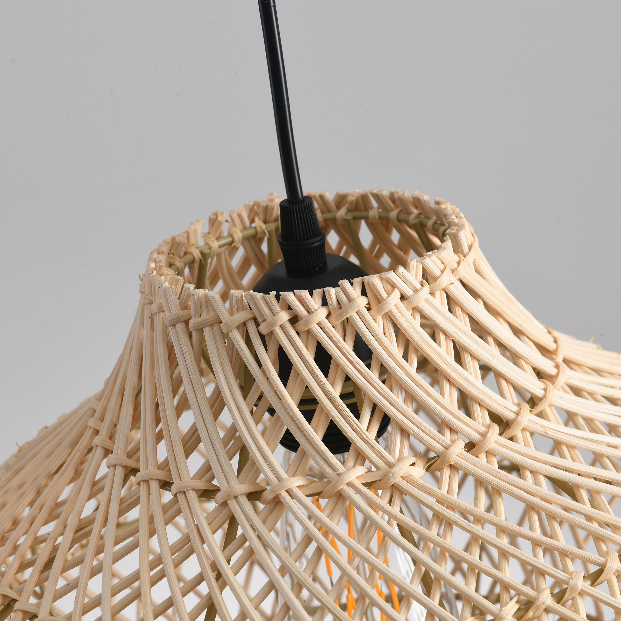 19" Winston Bohemian Handwoven Rattan Island Pendant Light