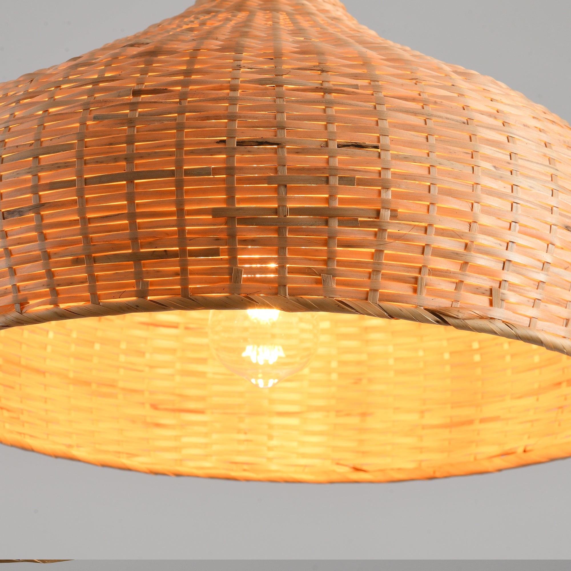 18" Winfred Bohemian Handwoven Bamboo Island Pendant Light