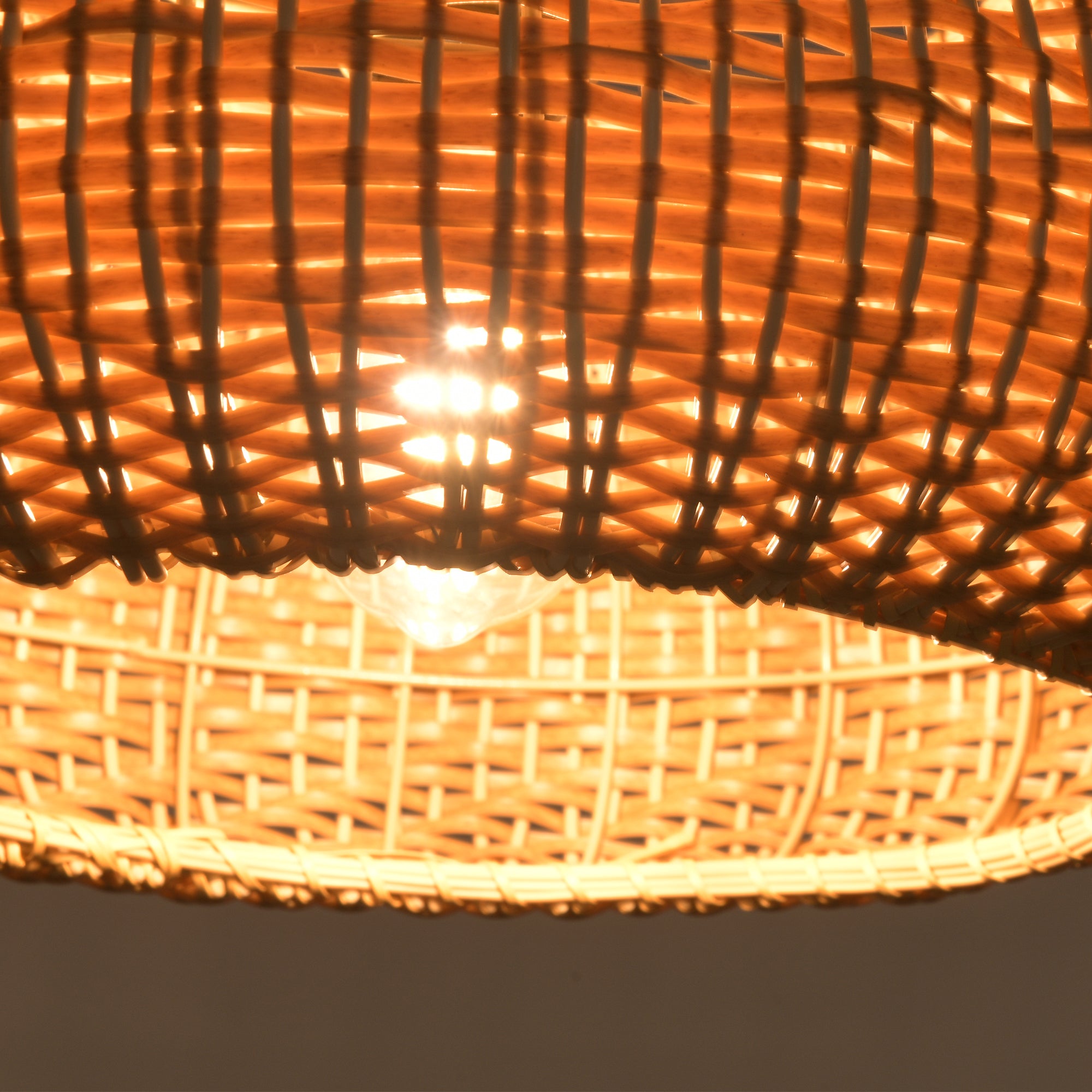 19" Walter Bohemian Handwoven Rattan Island Pendant Light