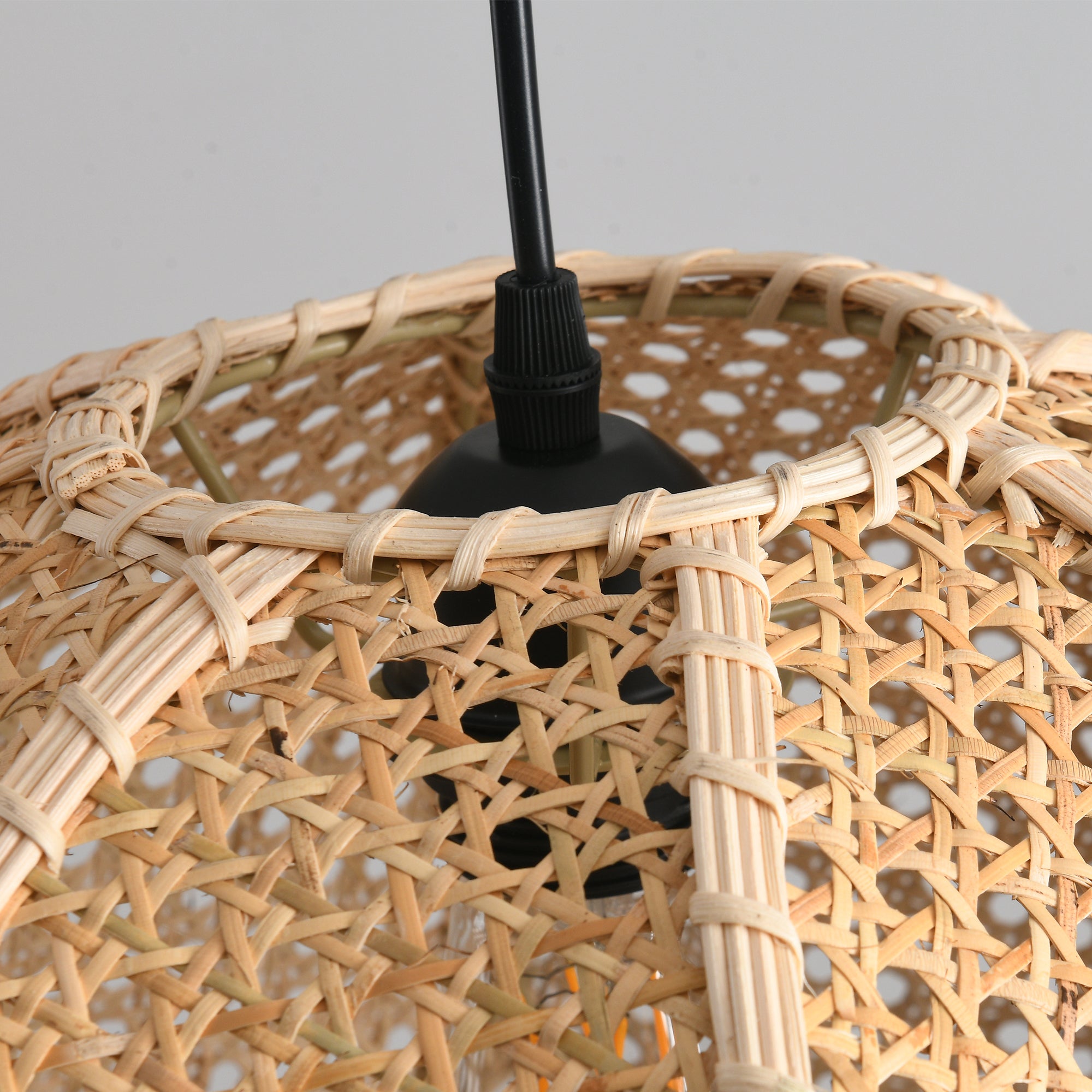 16" Verne Bohemian Handwoven Rattan Island Pendant Light