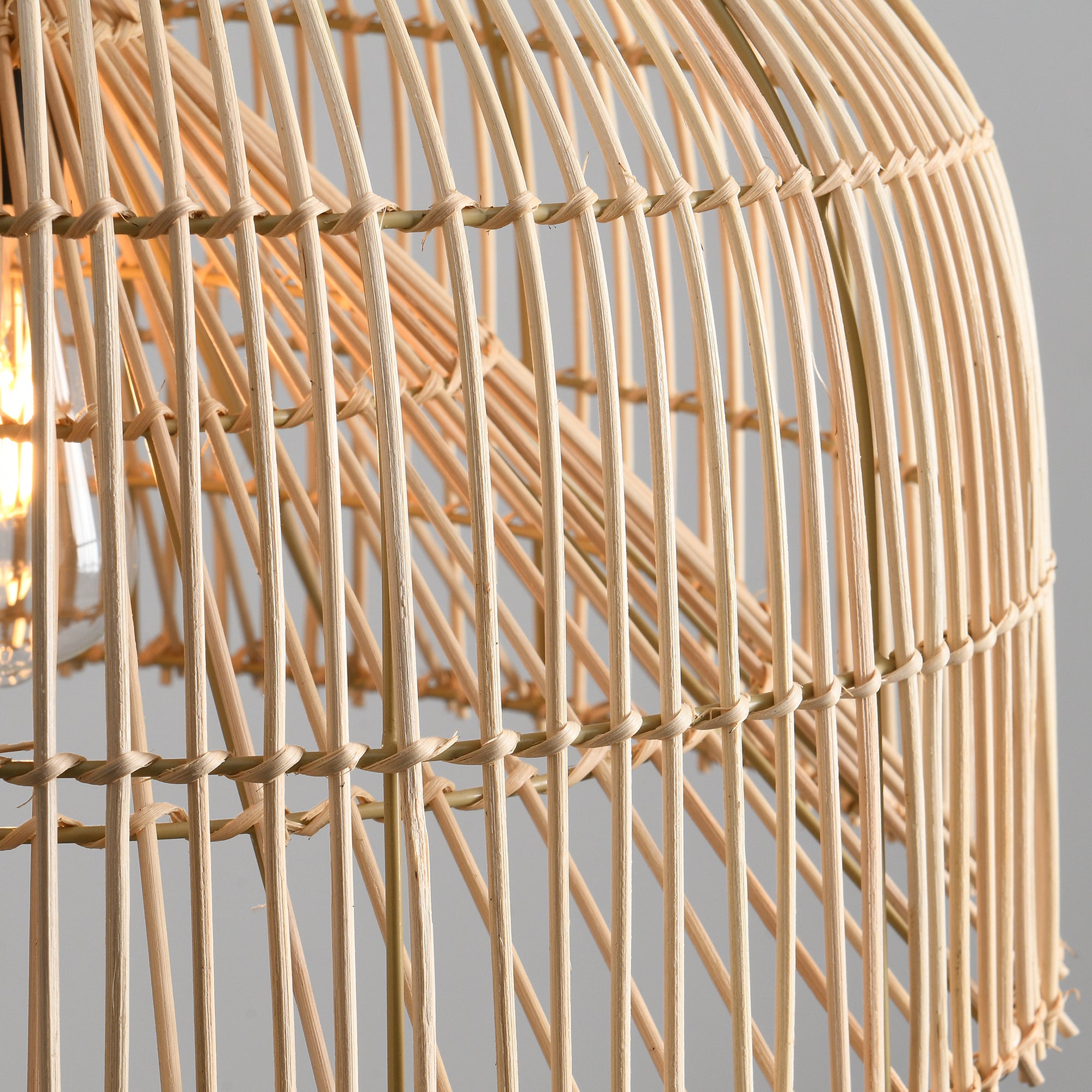 20" Ulysses Bohemian Handwoven Rattan Island Pendant Light