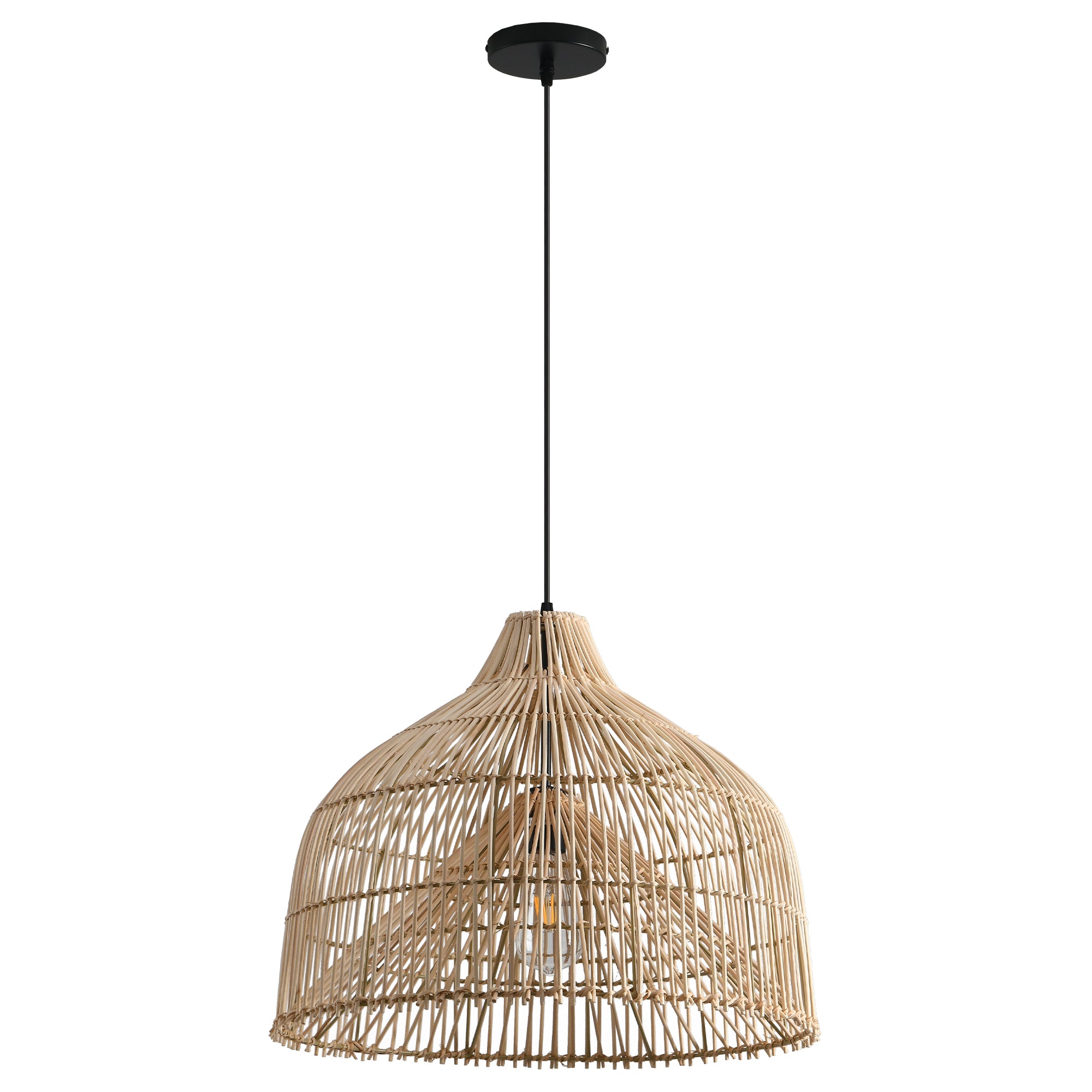 20" Ulysses Bohemian Handwoven Rattan Island Pendant Light