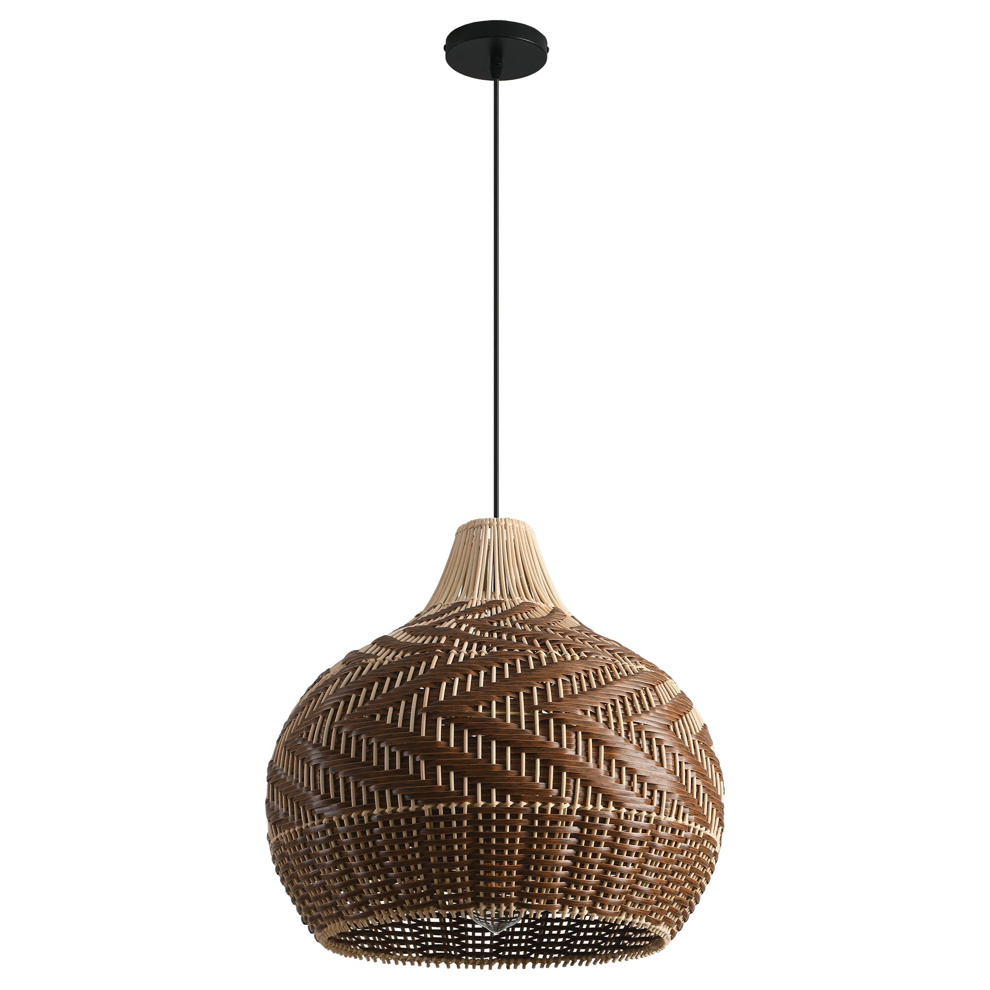 19" Tyrone Bohemian Handwoven Rattan Island Pendant Light