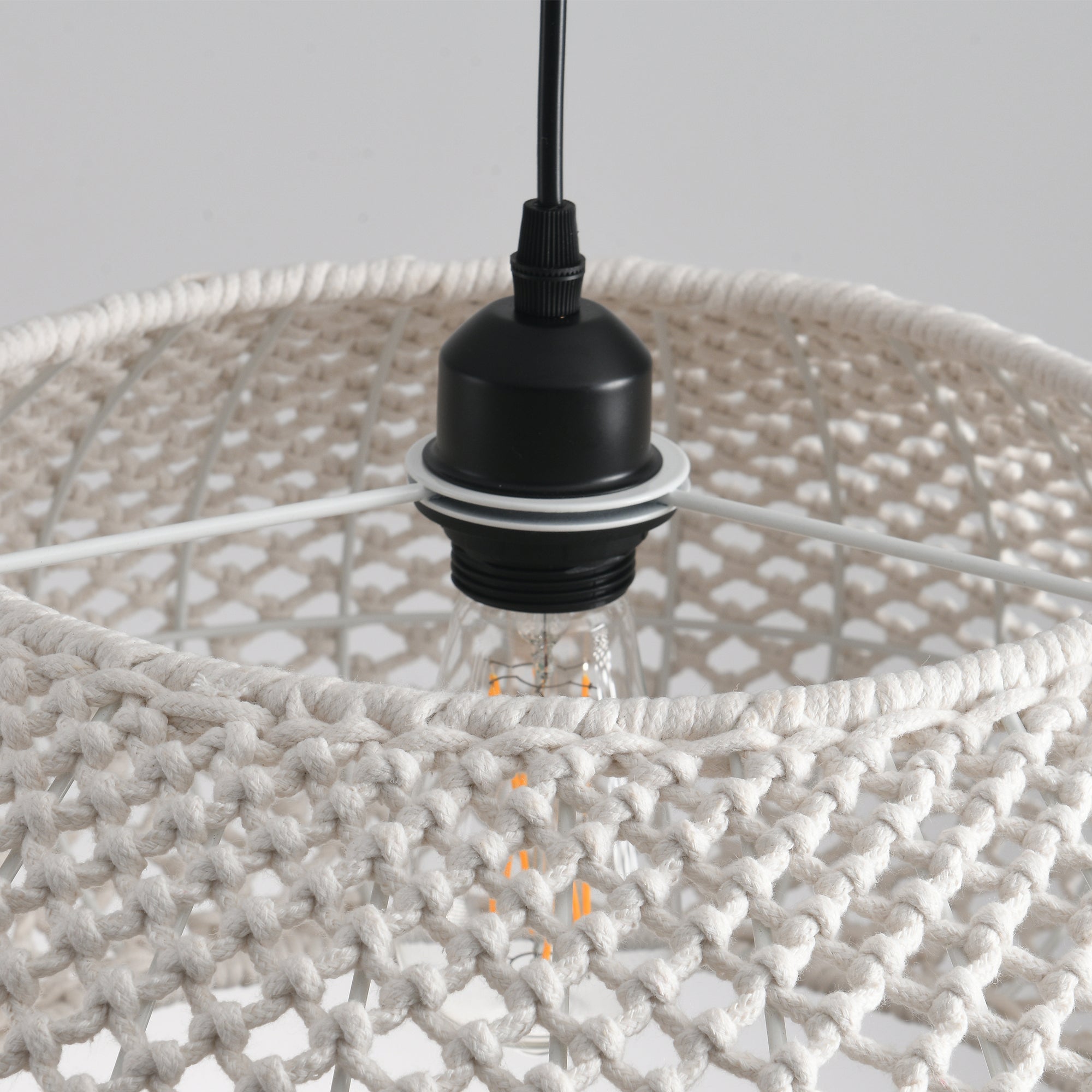 19" Tyler Bohemian Handwoven Cotton Rope Island Pendant Light