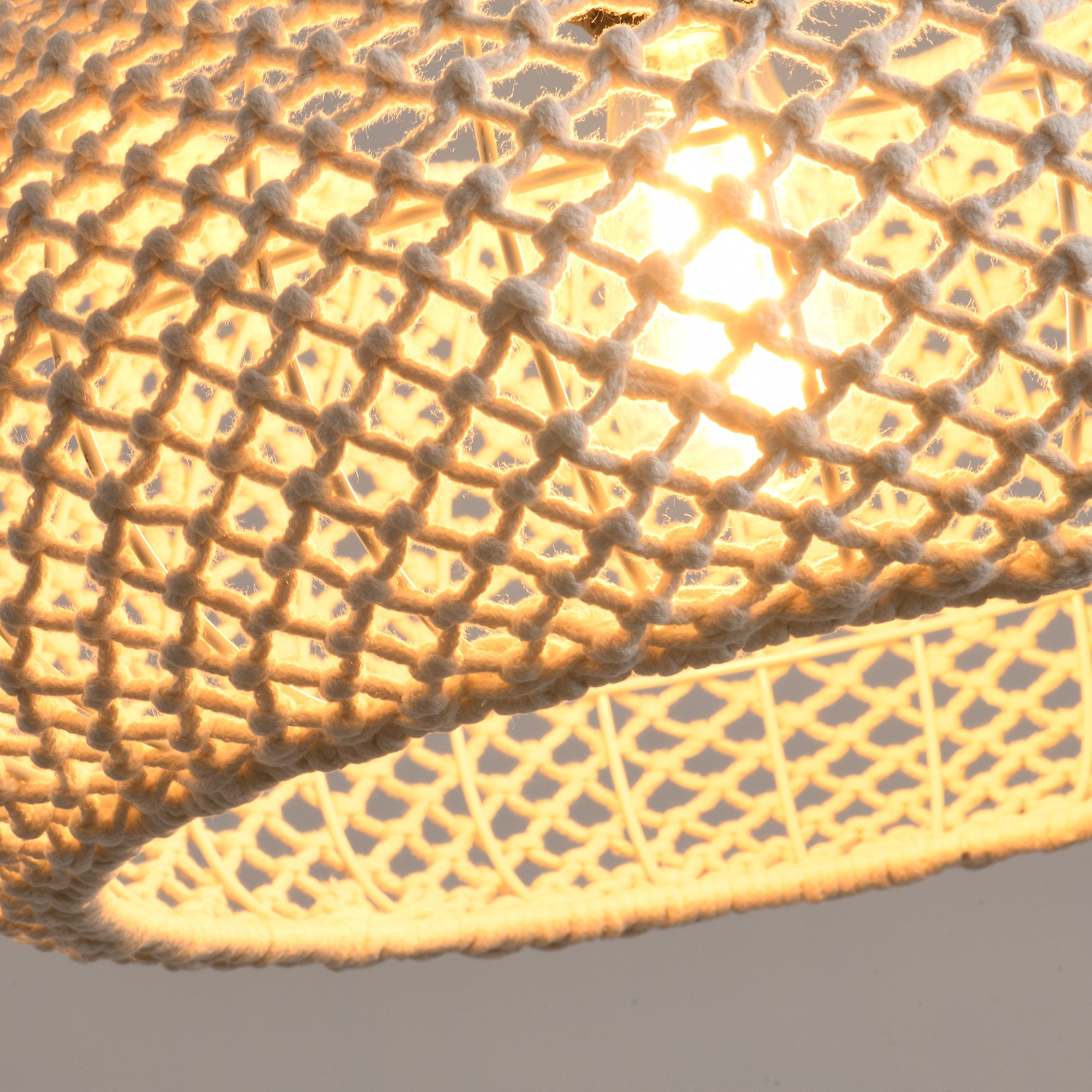 19" Tyler Bohemian Handwoven Cotton Rope Island Pendant Light