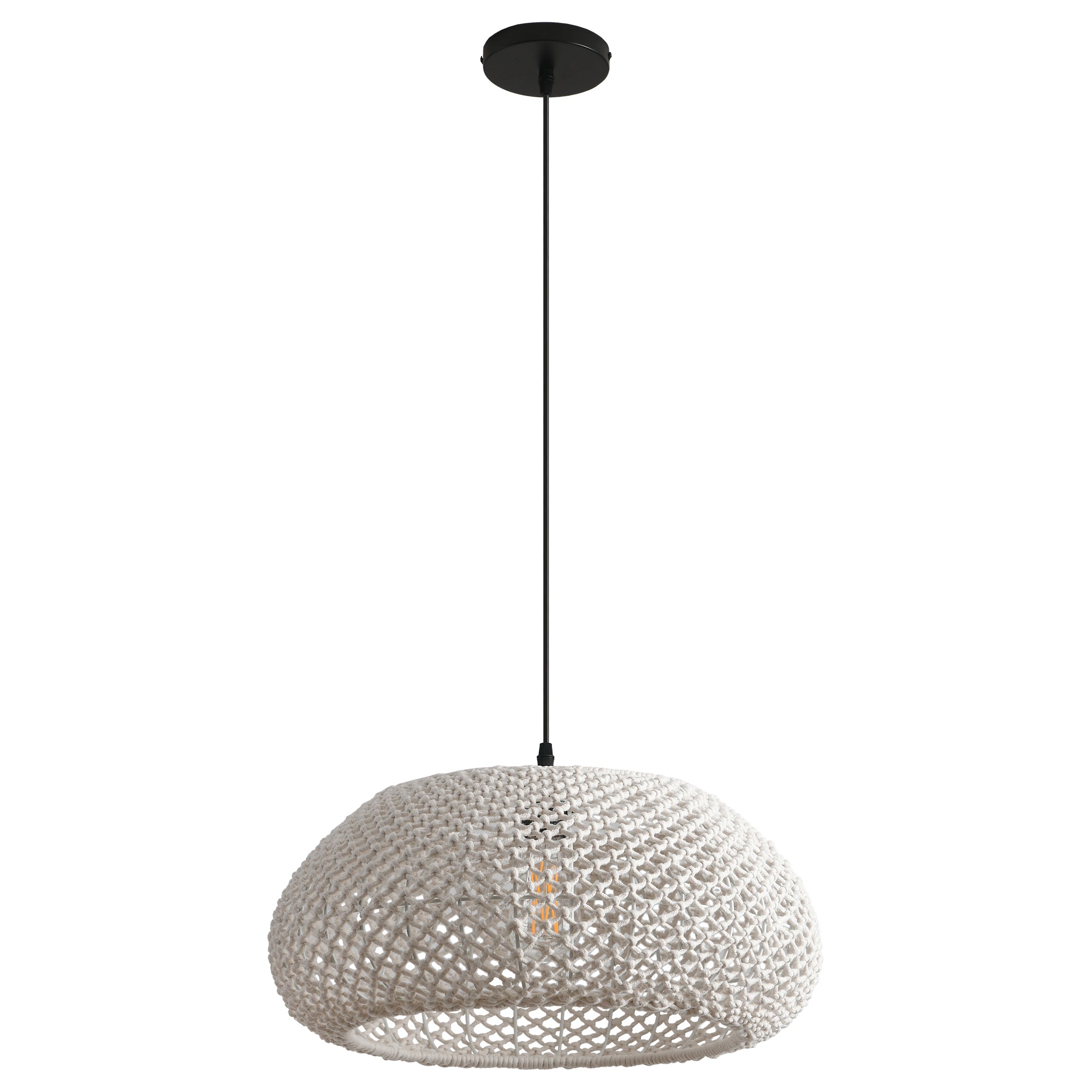 19" Tyler Bohemian Handwoven Cotton Rope Island Pendant Light