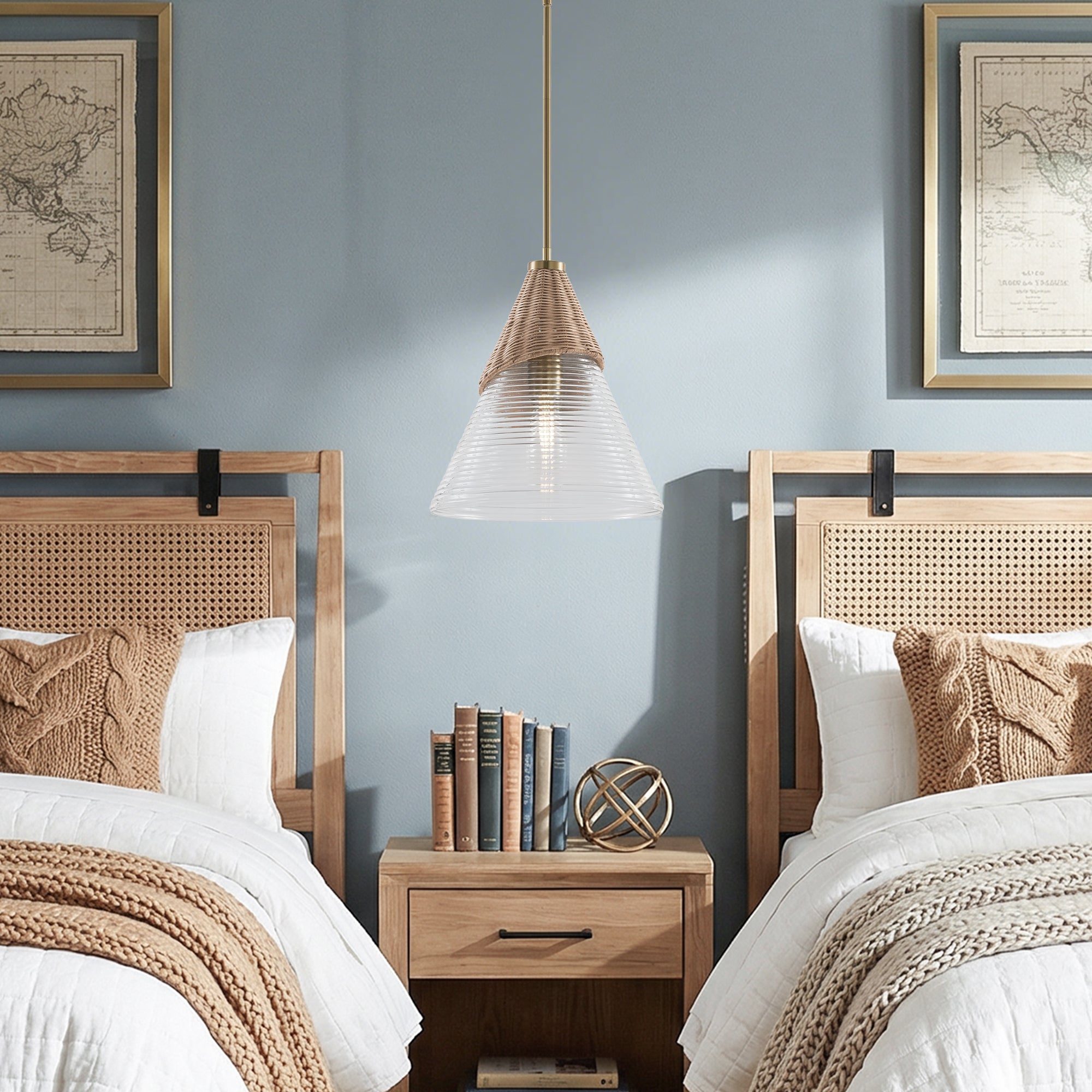 Colin 1-Light Golden Bohemian Island Pendant Light