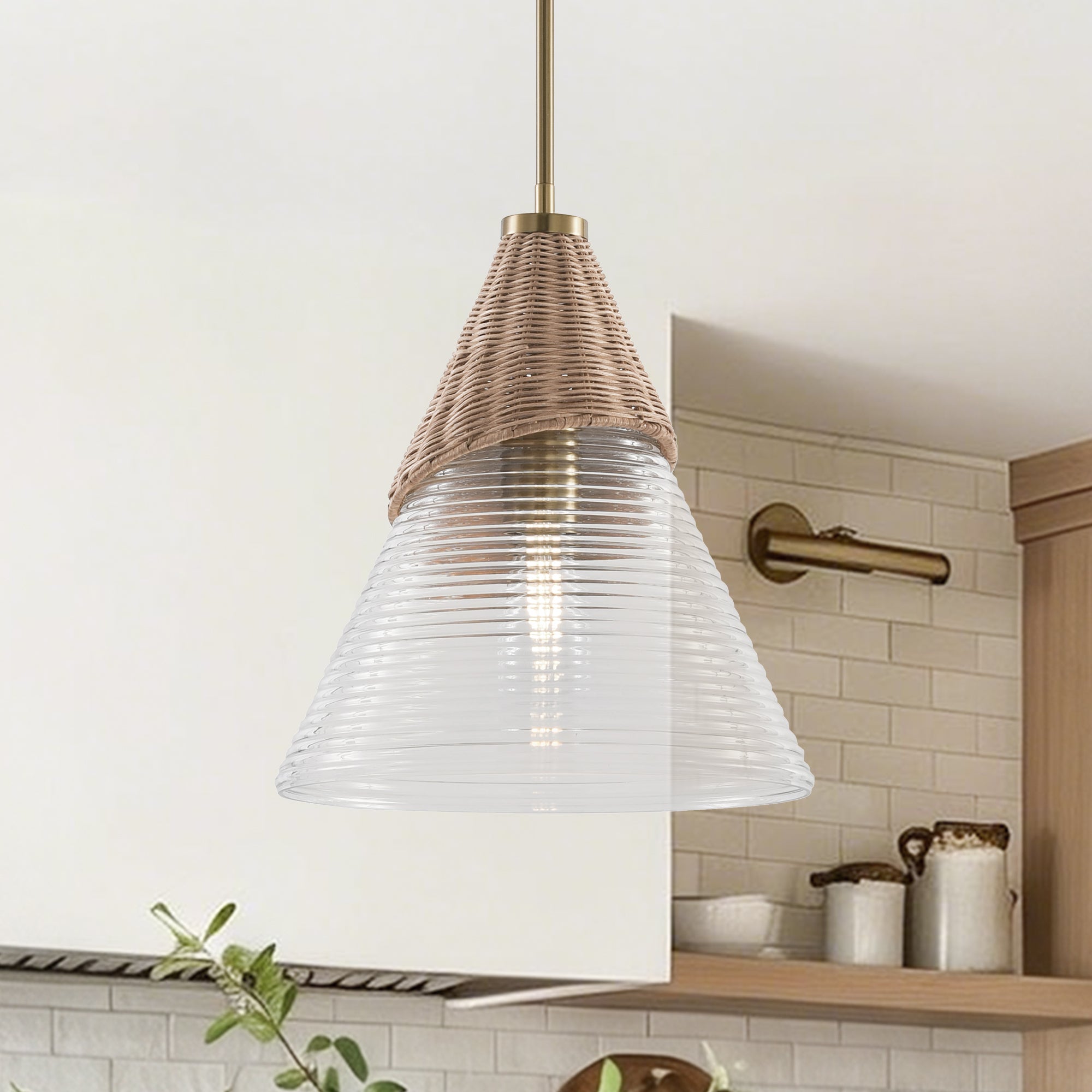 Colin 1-Light Golden Bohemian Island Pendant Light
