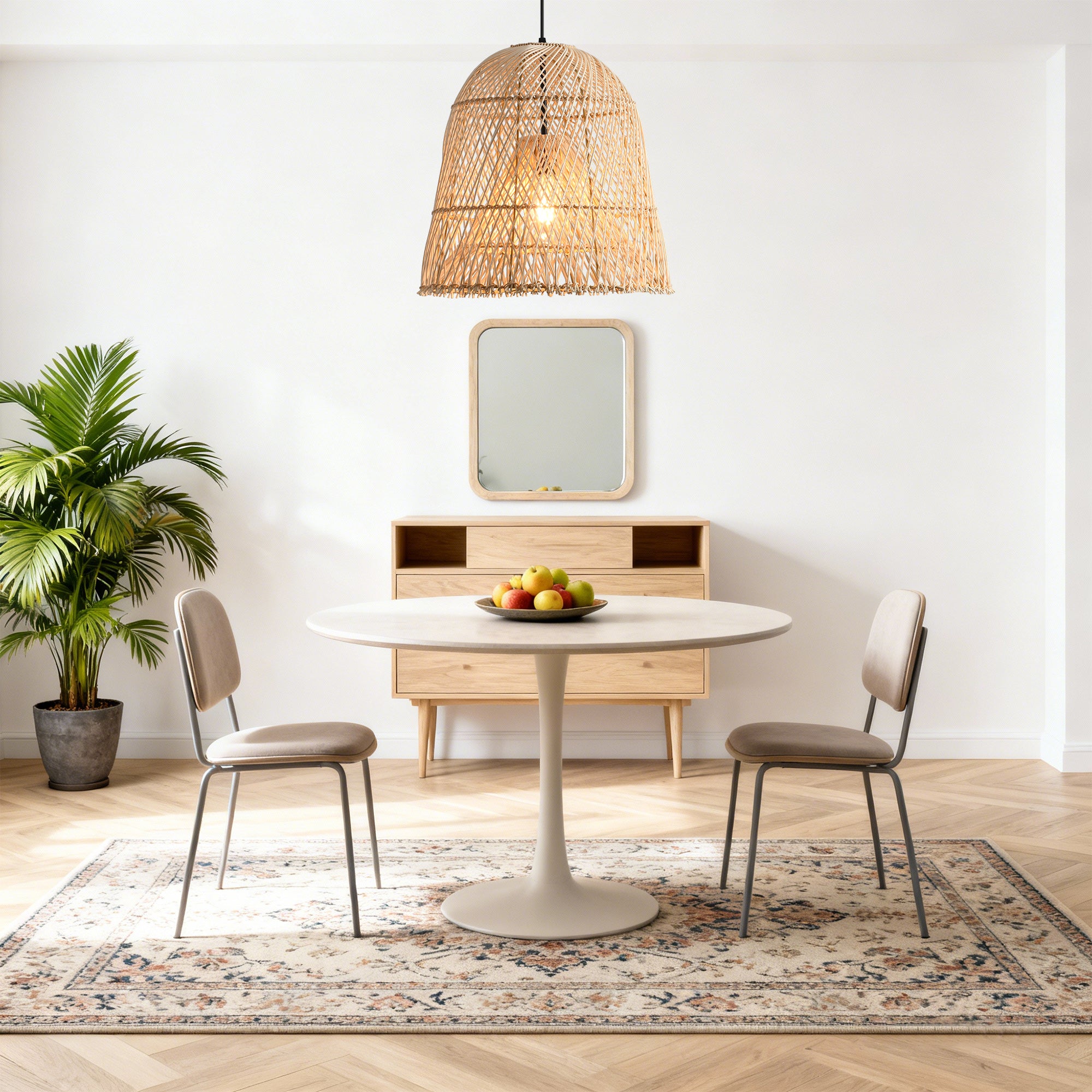 18" Tobias Bohemian Handwoven Rattan Island Pendant Light