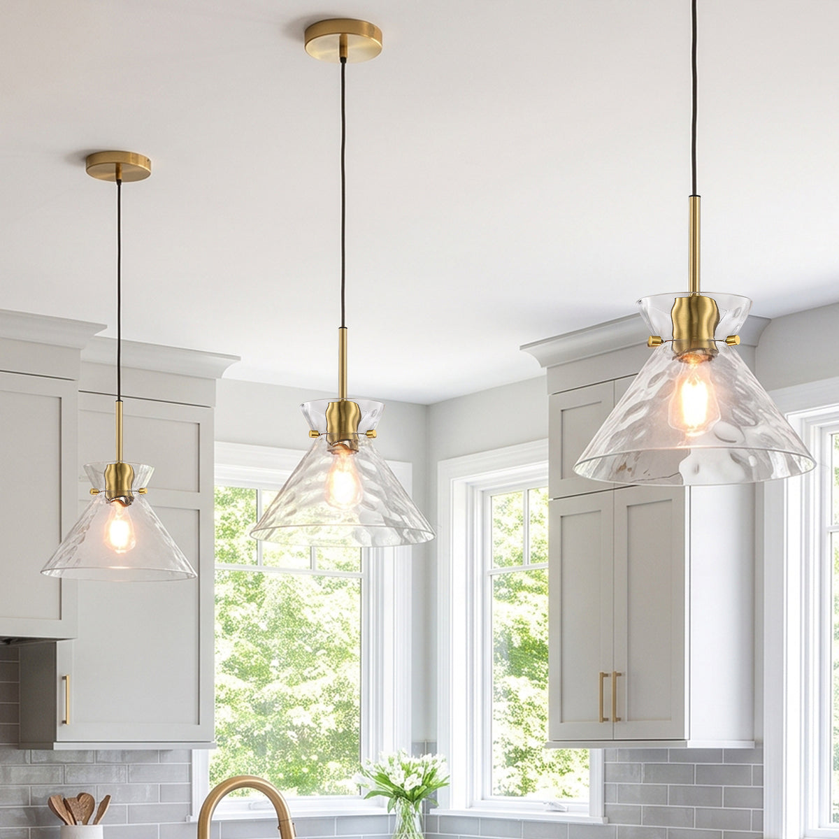 Coral 1-Light Natural Copper Pendant Light with Textured Glass Shade
