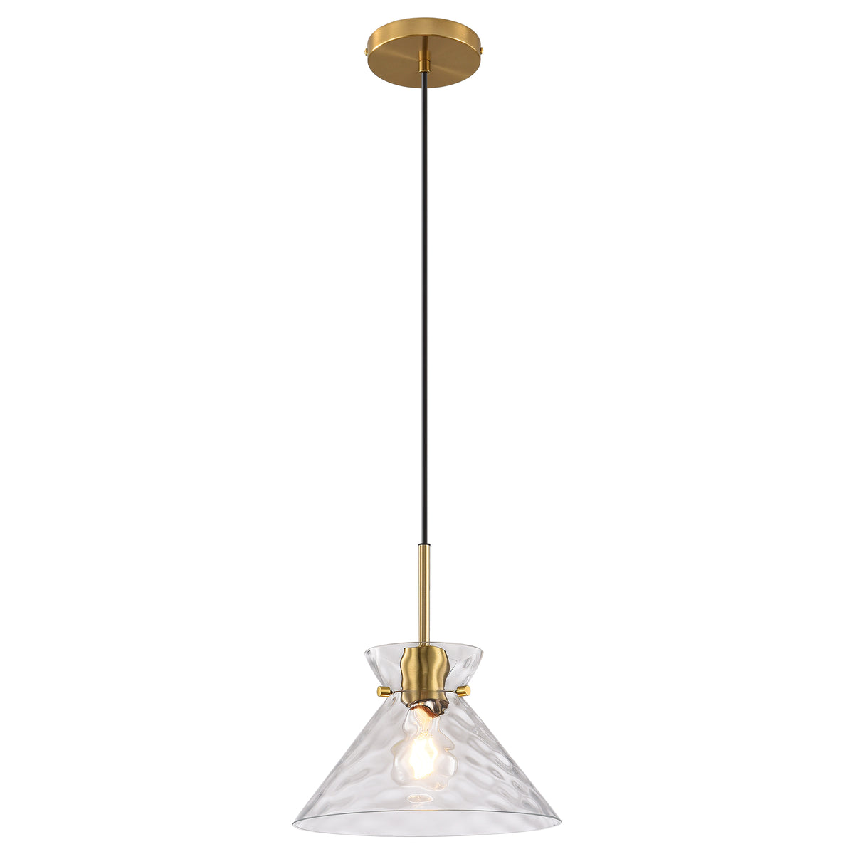 Coral 1-Light Natural Copper Pendant Light with Textured Glass Shade