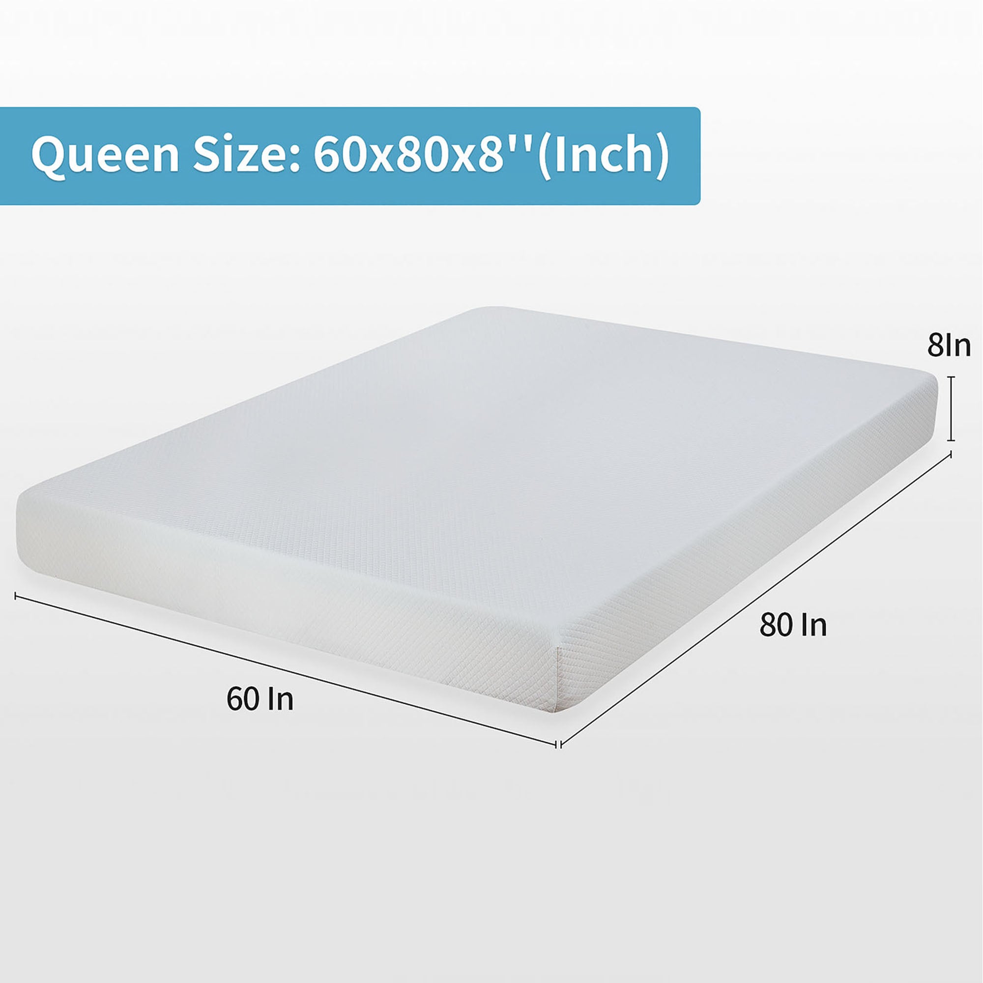 Artemisia 8" White Memory Foam Medium Firm Mattress with 2” Gel Infused Memory Foam