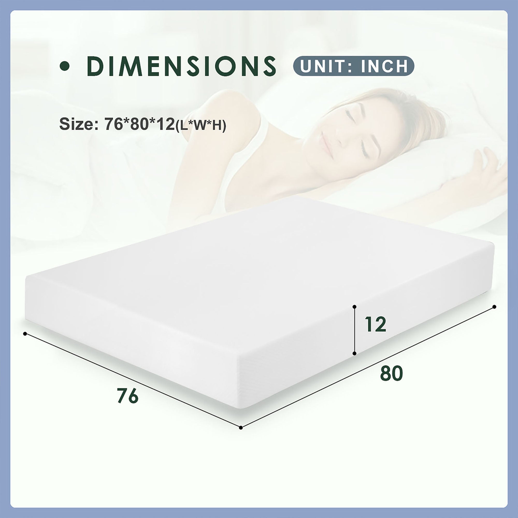 Artemisia 12" White Memory Foam Medium Firm 9.5" Standard Foam Mattress