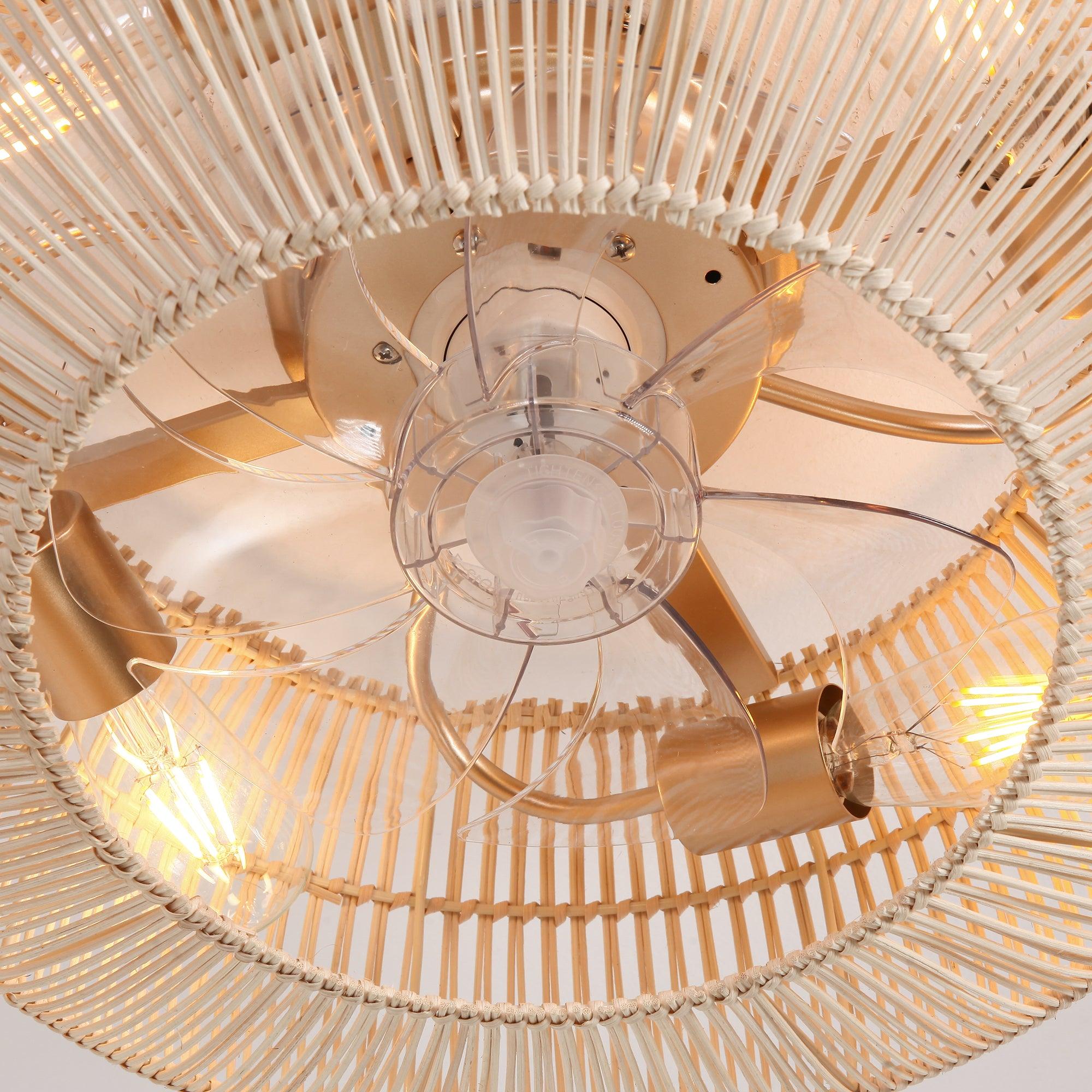 Ventilador de techo empotrable estilo granja Flora de 20 pulgadas con motor de CC y luz