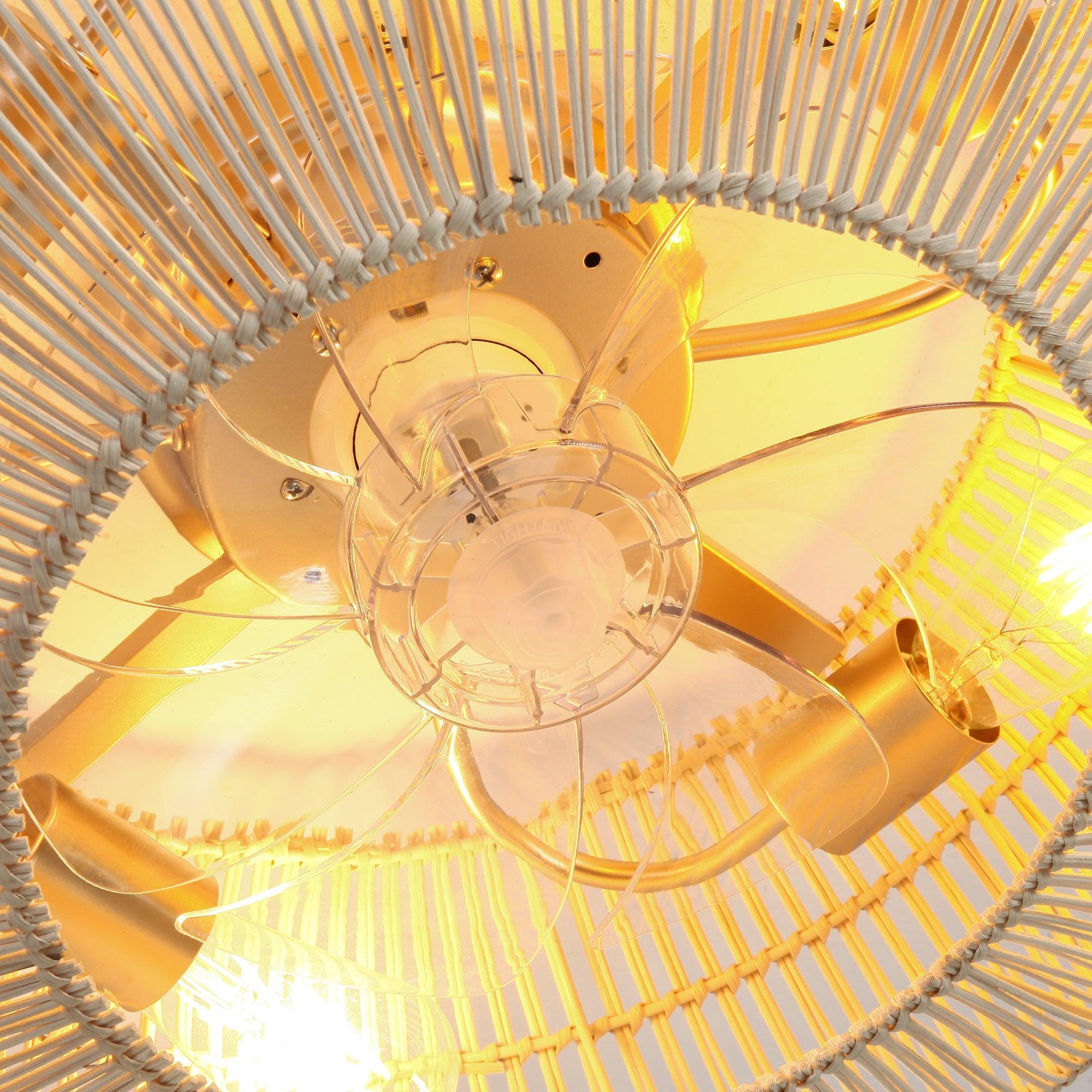 Ventilador de techo empotrable estilo granja Flora de 20 pulgadas con motor de CC y luz